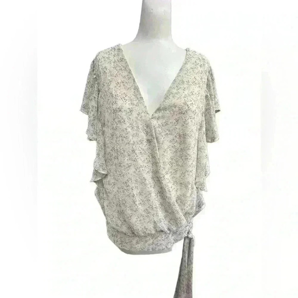 Kaileigh Tops - 2X Faux Wrap blouse with tie waist